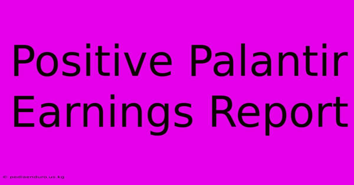 Positive Palantir Earnings Report