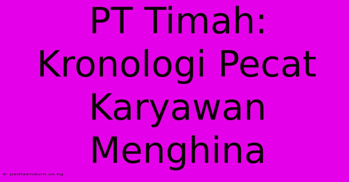 PT Timah: Kronologi Pecat Karyawan Menghina