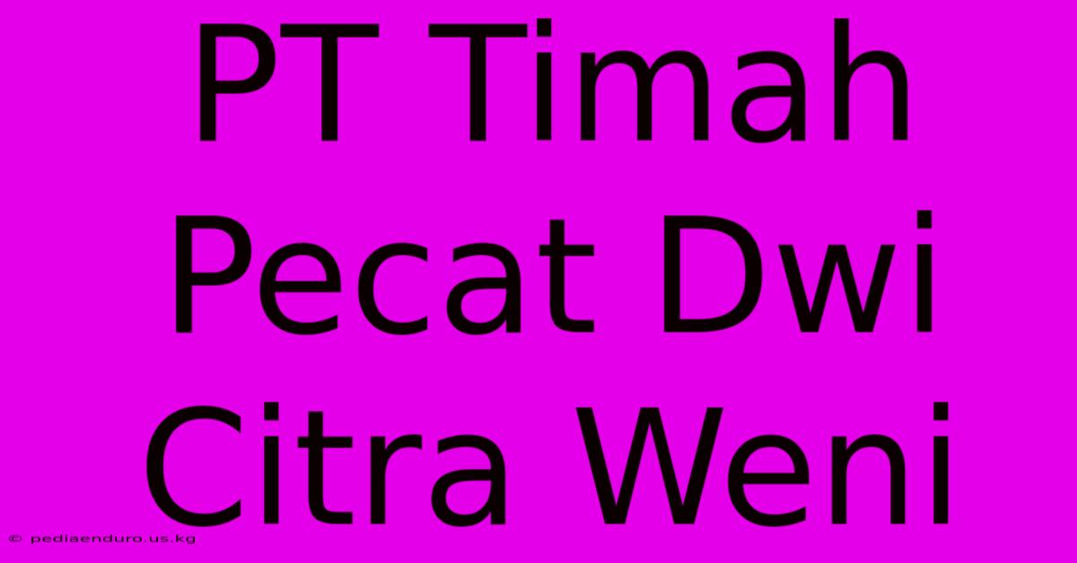 PT Timah Pecat Dwi Citra Weni