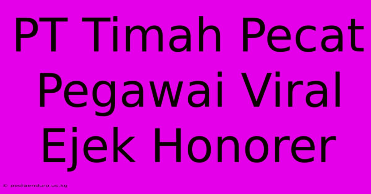 PT Timah Pecat Pegawai Viral Ejek Honorer