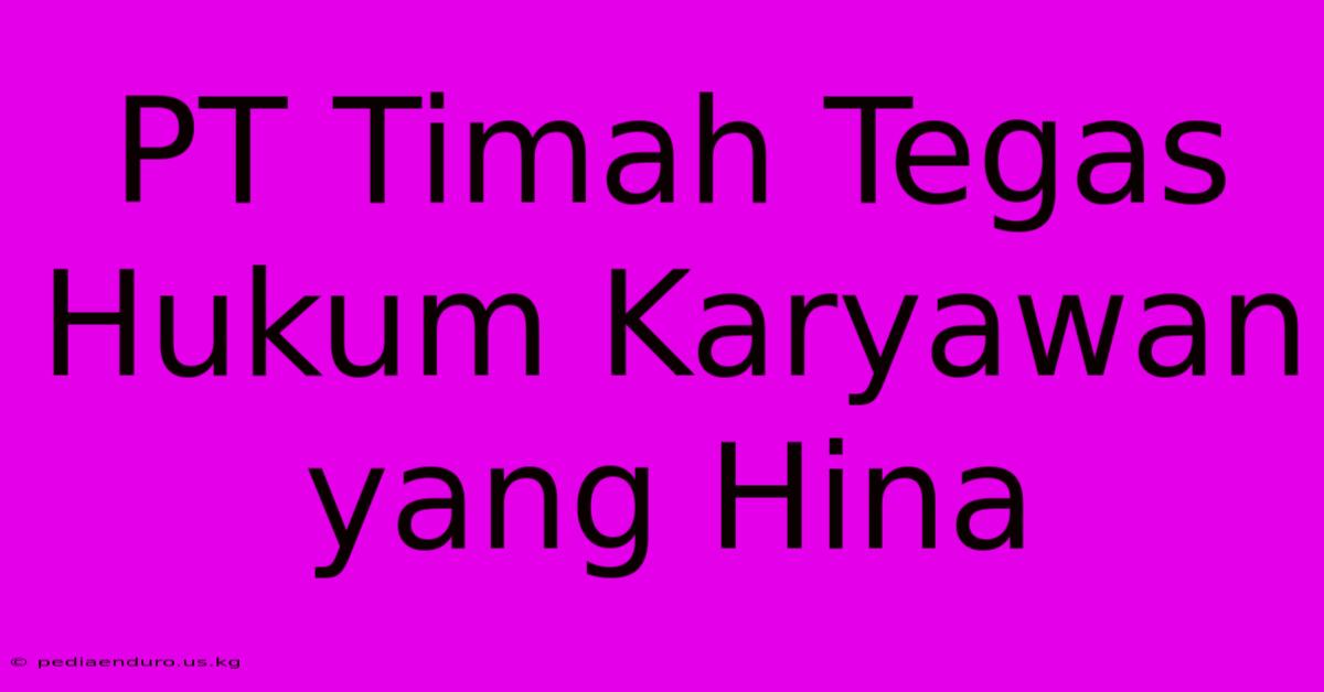 PT Timah Tegas Hukum Karyawan Yang Hina