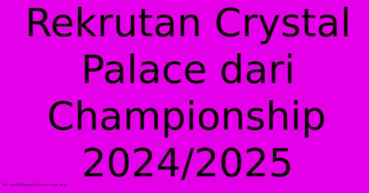 Rekrutan Crystal Palace Dari Championship 2024/2025