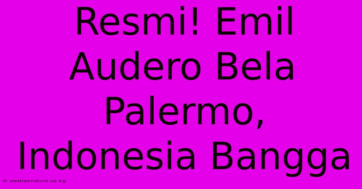 Resmi! Emil Audero Bela Palermo, Indonesia Bangga