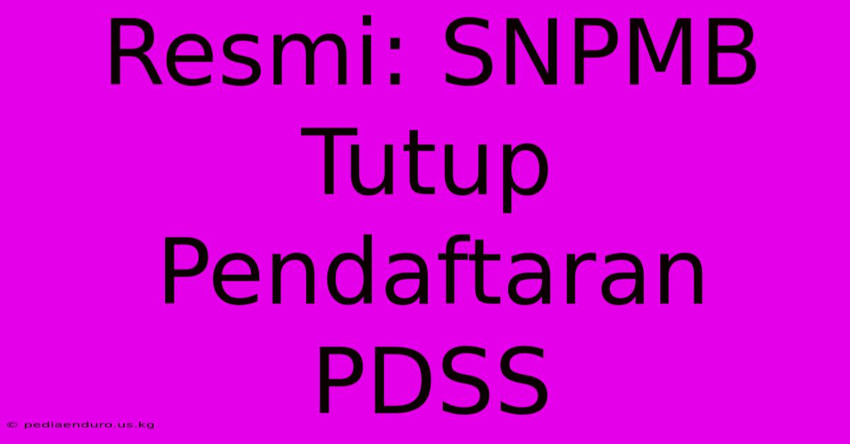 Resmi: SNPMB Tutup Pendaftaran PDSS