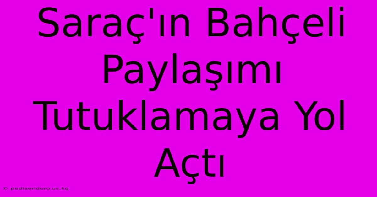 Saraç'ın Bahçeli Paylaşımı Tutuklamaya Yol Açtı