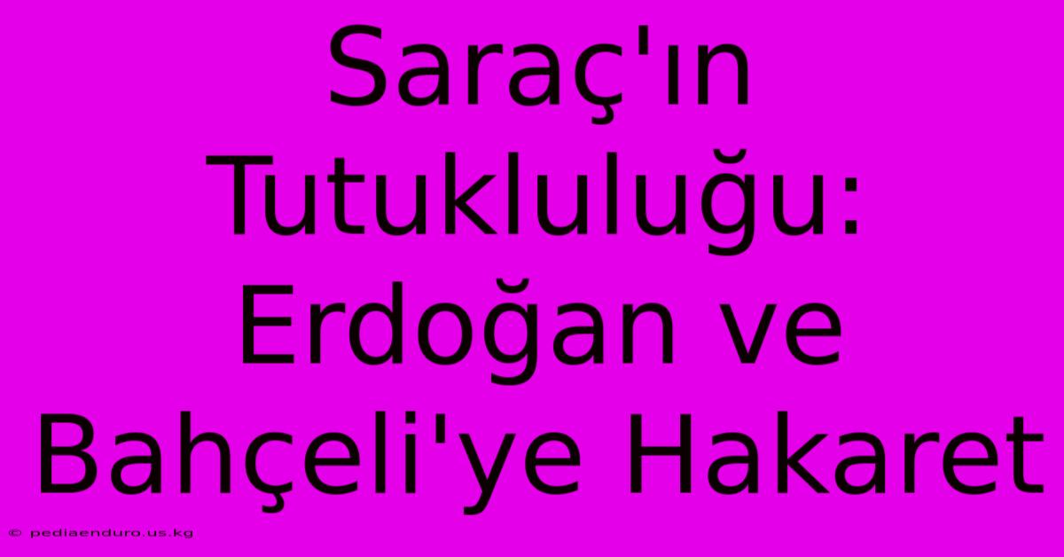 Saraç'ın Tutukluluğu: Erdoğan Ve Bahçeli'ye Hakaret