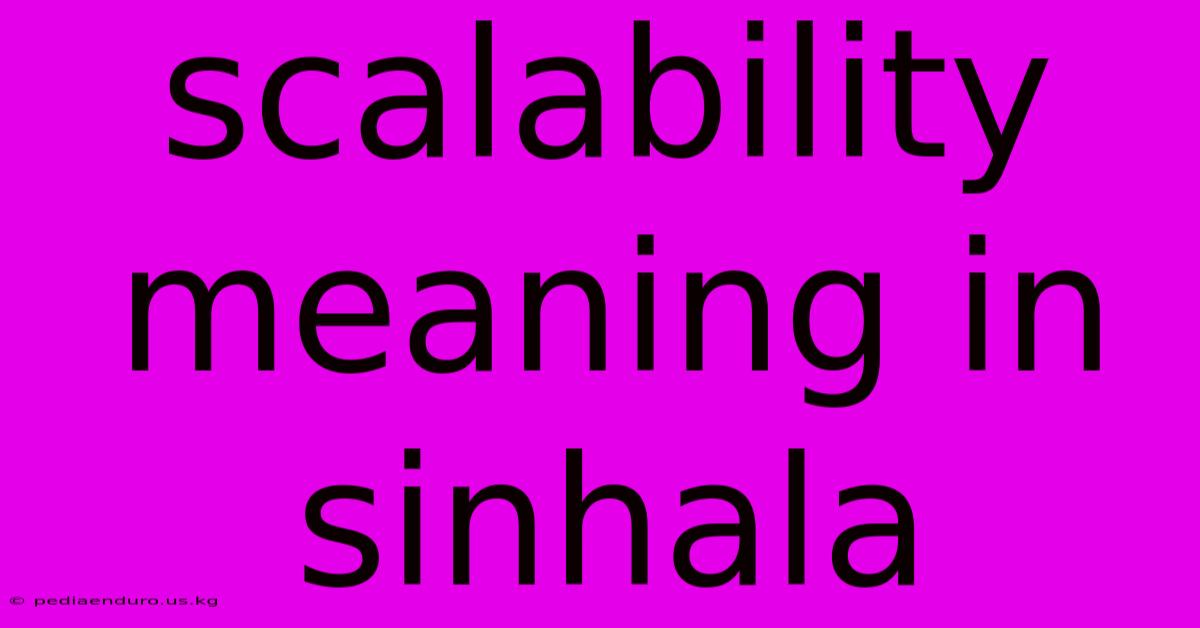 Scalability Meaning In Sinhala