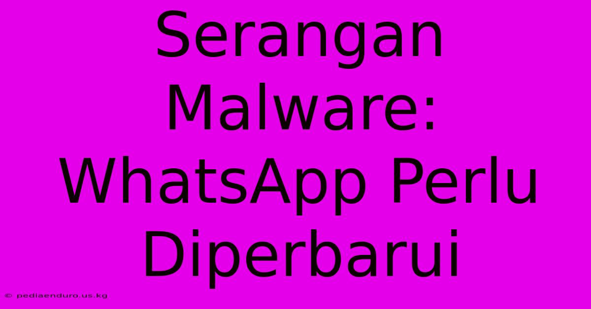 Serangan Malware: WhatsApp Perlu Diperbarui