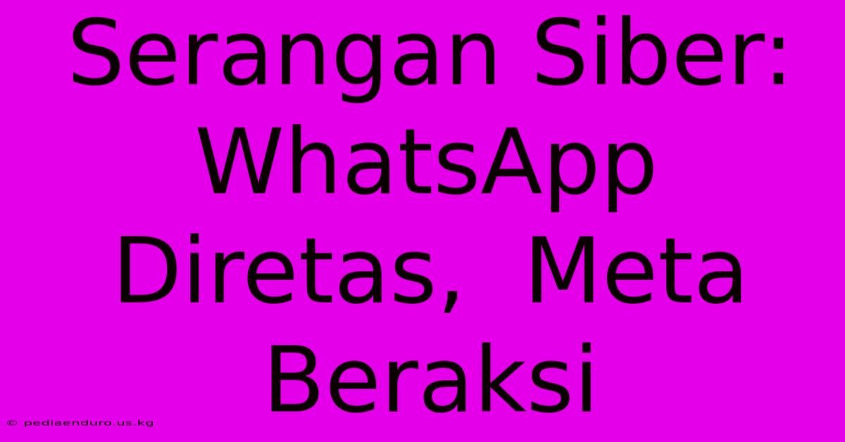 Serangan Siber: WhatsApp Diretas,  Meta Beraksi