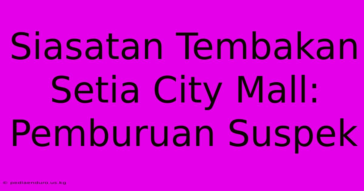 Siasatan Tembakan Setia City Mall: Pemburuan Suspek