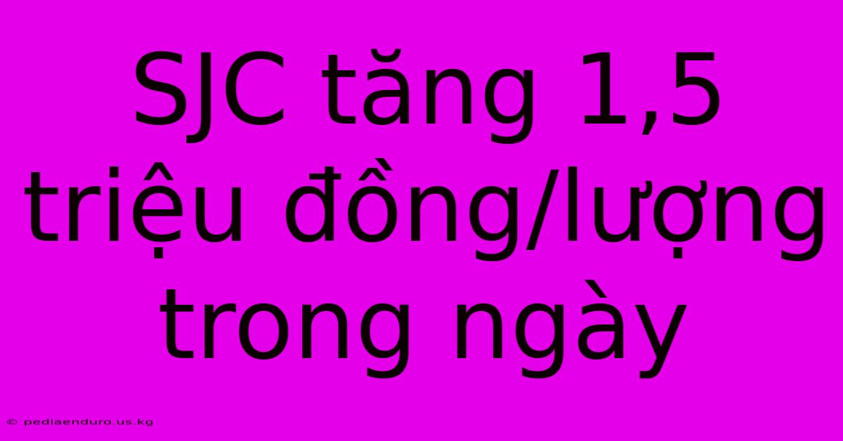 SJC Tăng 1,5 Triệu Đồng/lượng Trong Ngày