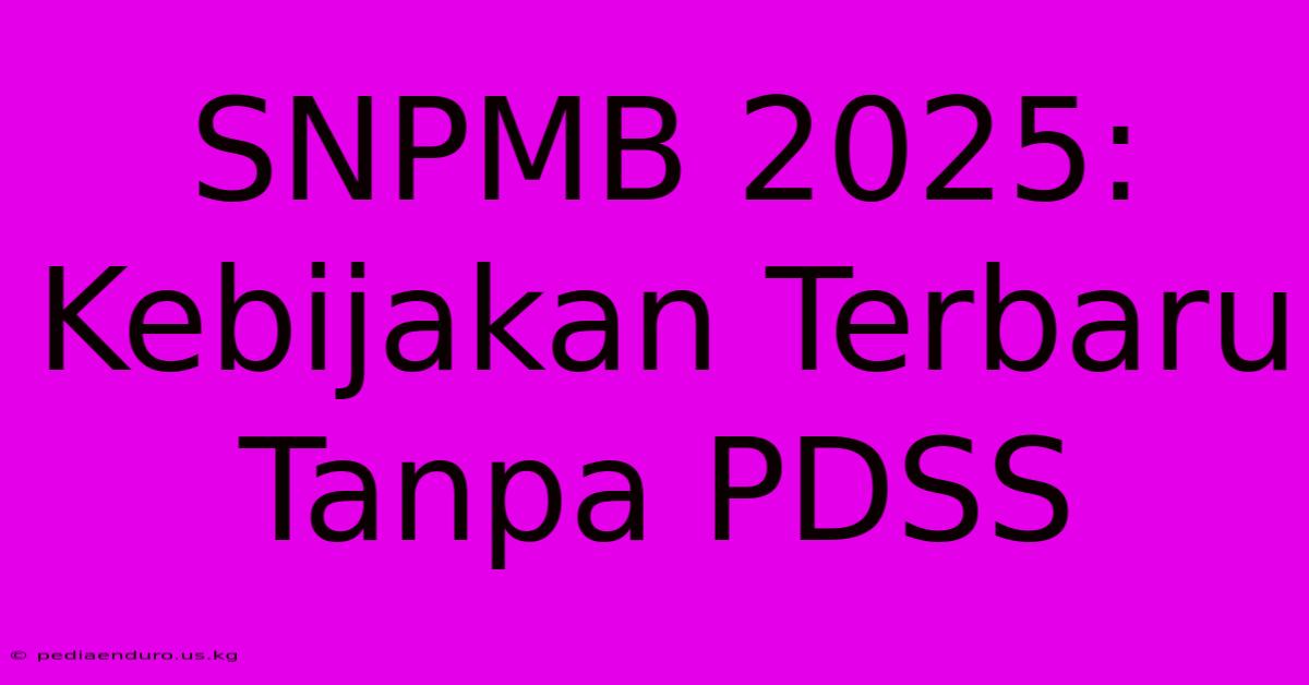 SNPMB 2025: Kebijakan Terbaru Tanpa PDSS