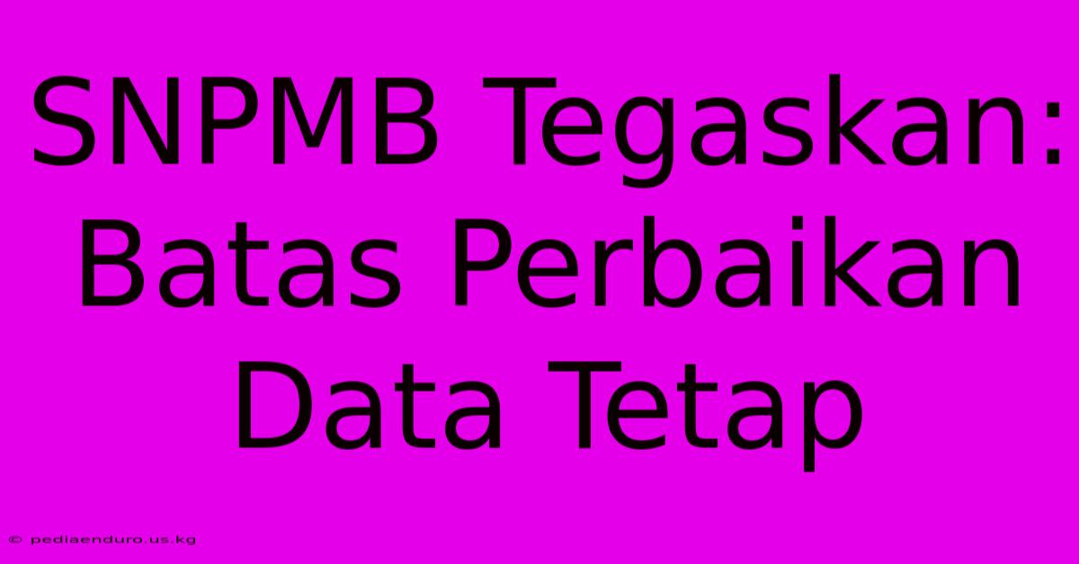 SNPMB Tegaskan: Batas Perbaikan Data Tetap