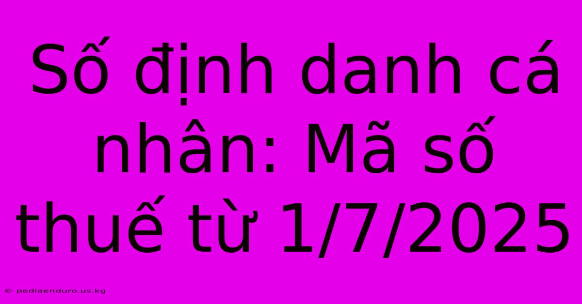 Số Định Danh Cá Nhân: Mã Số Thuế Từ 1/7/2025