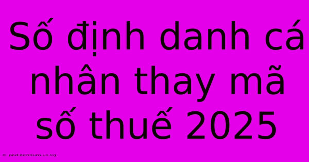 Số Định Danh Cá Nhân Thay Mã Số Thuế 2025