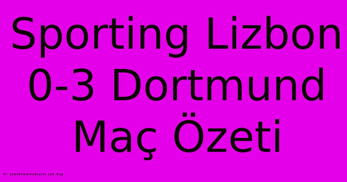 Sporting Lizbon 0-3 Dortmund Maç Özeti