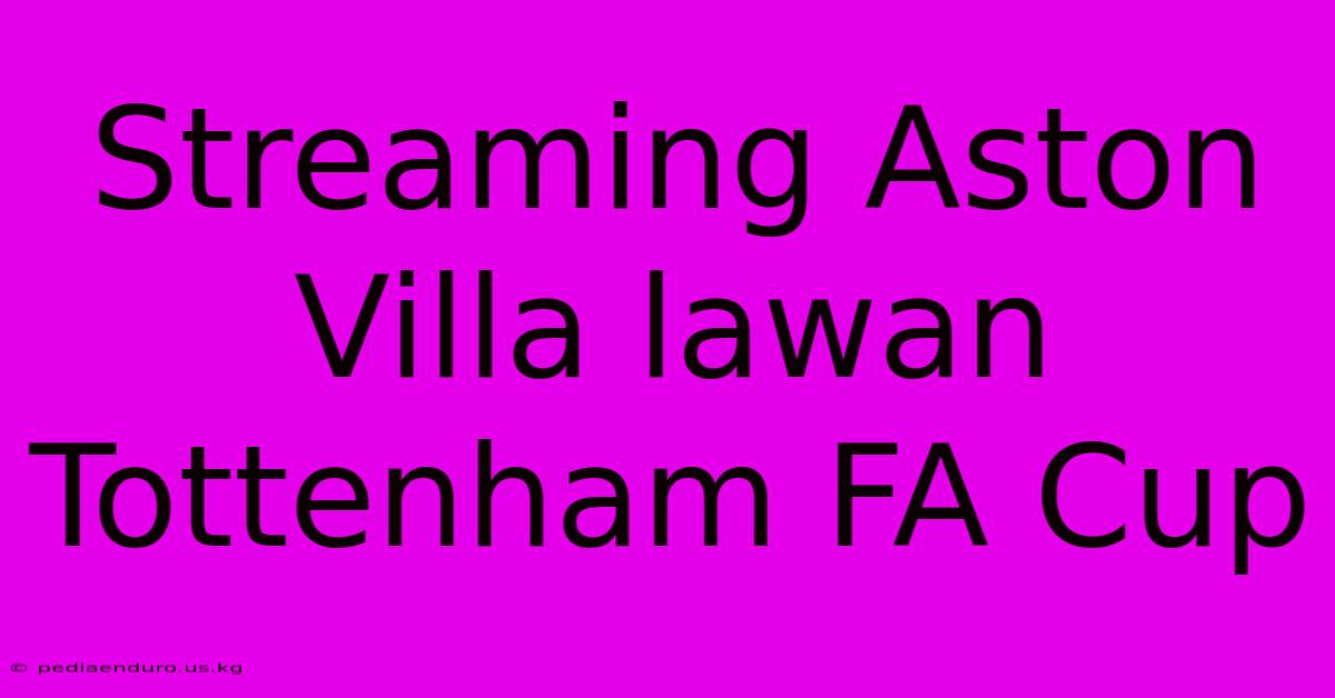 Streaming Aston Villa Lawan Tottenham FA Cup