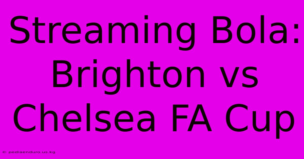 Streaming Bola: Brighton Vs Chelsea FA Cup