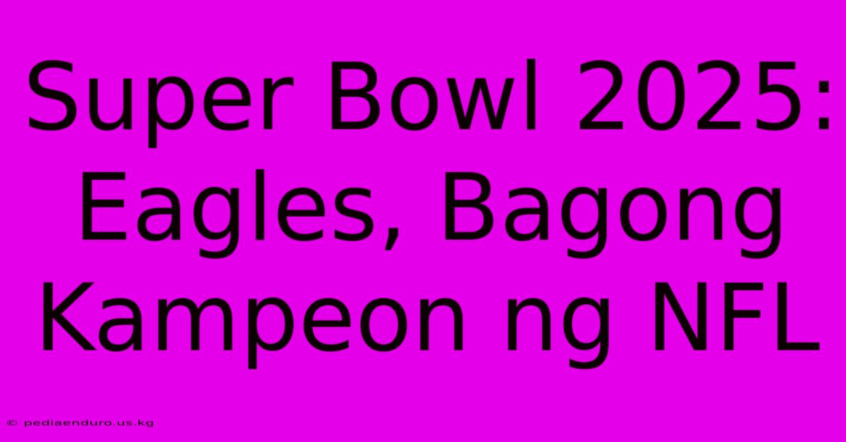 Super Bowl 2025: Eagles, Bagong Kampeon Ng NFL