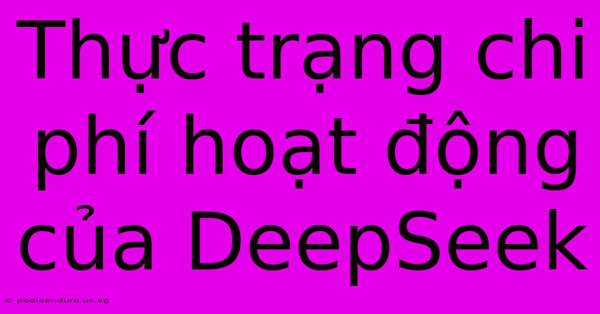 Thực Trạng Chi Phí Hoạt Động Của DeepSeek