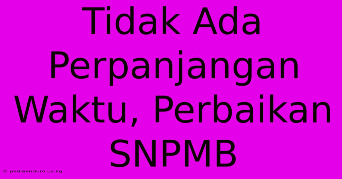 Tidak Ada Perpanjangan Waktu, Perbaikan SNPMB