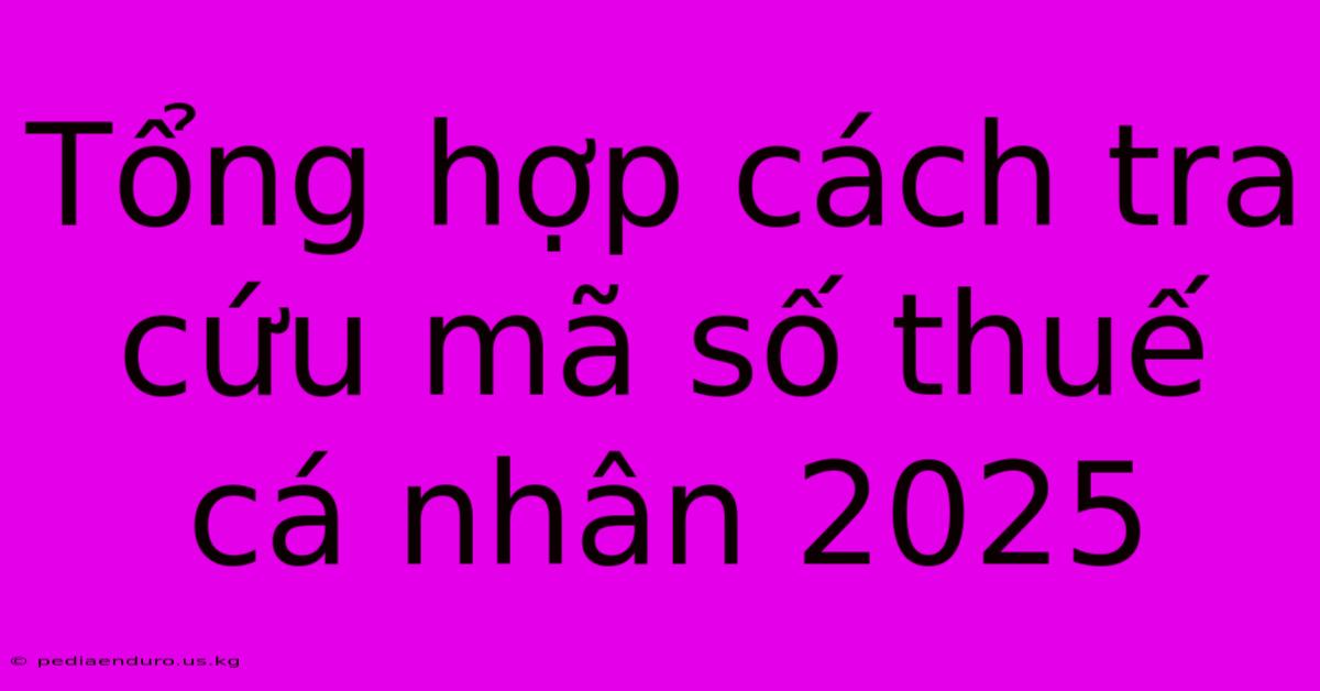 Tổng Hợp Cách Tra Cứu Mã Số Thuế Cá Nhân 2025