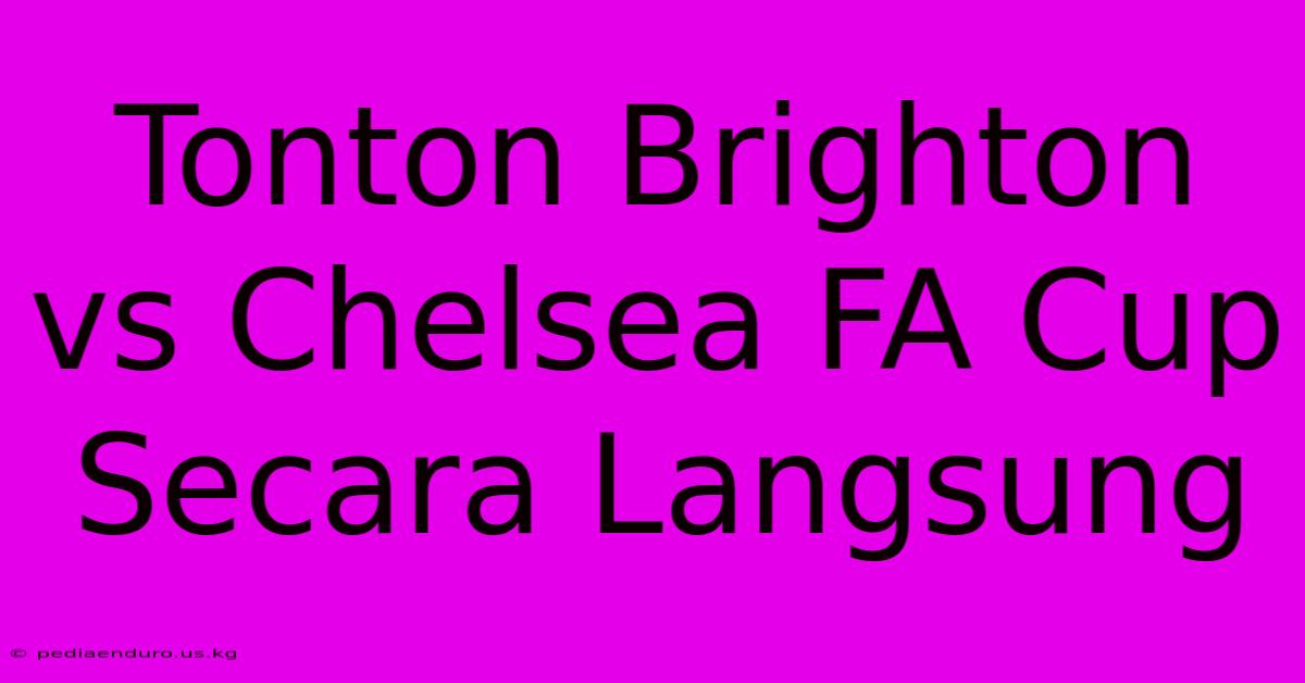 Tonton Brighton Vs Chelsea FA Cup Secara Langsung