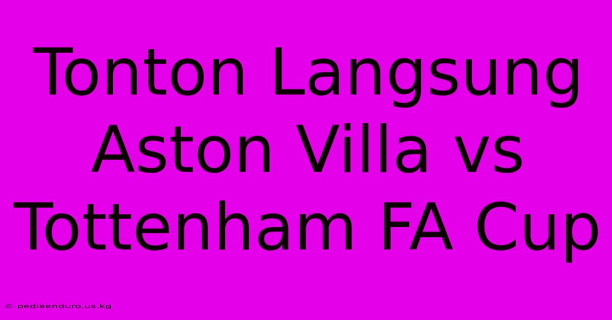 Tonton Langsung Aston Villa Vs Tottenham FA Cup