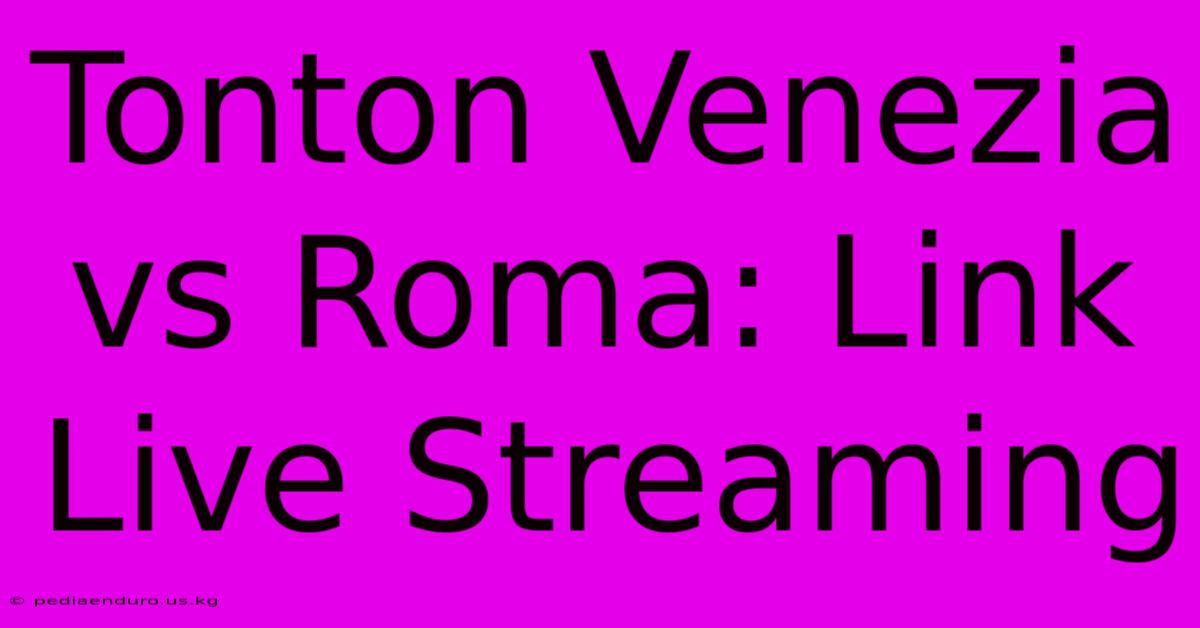 Tonton Venezia Vs Roma: Link Live Streaming