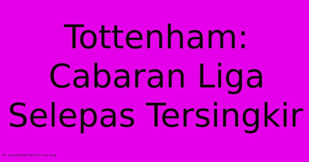 Tottenham: Cabaran Liga Selepas Tersingkir