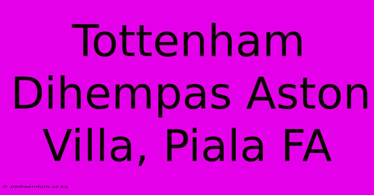 Tottenham Dihempas Aston Villa, Piala FA