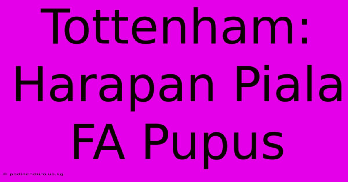 Tottenham: Harapan Piala FA Pupus