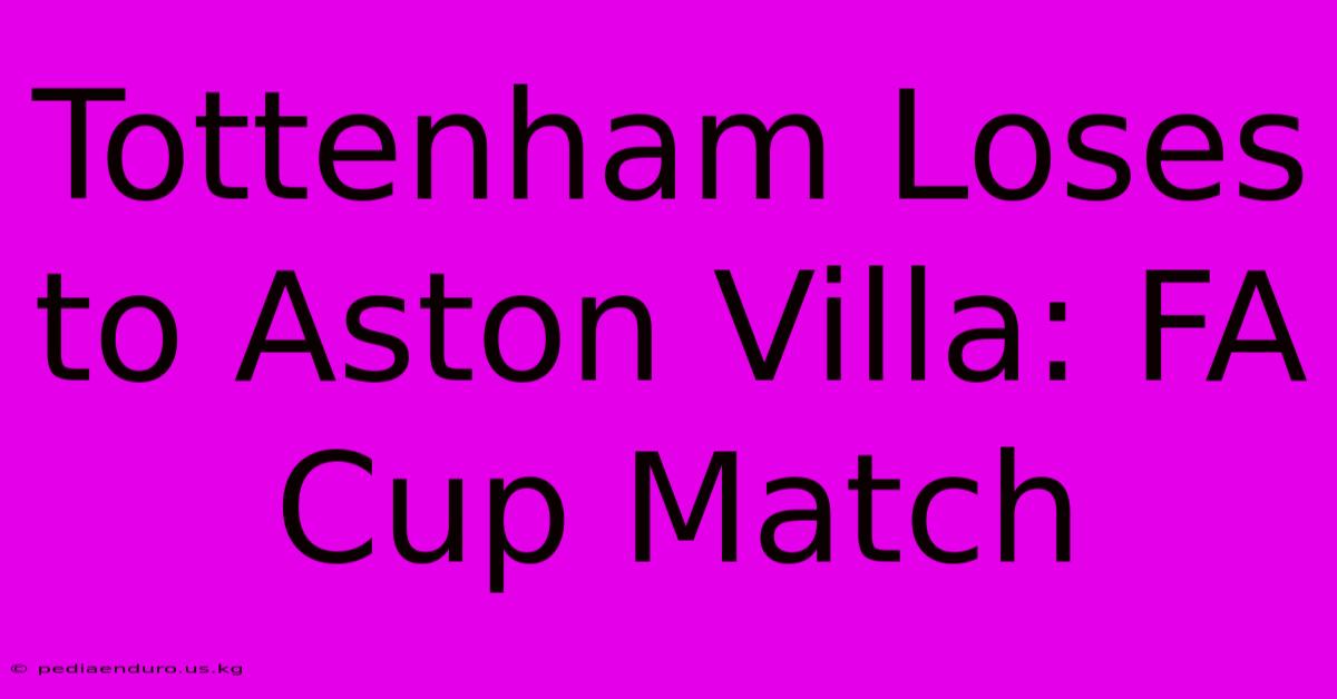 Tottenham Loses To Aston Villa: FA Cup Match