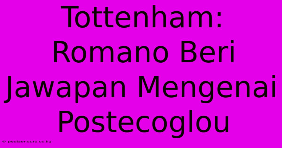 Tottenham:  Romano Beri Jawapan Mengenai Postecoglou