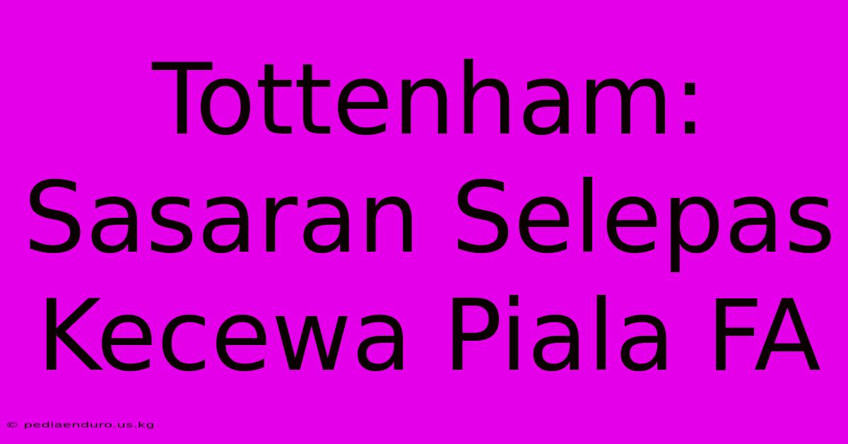 Tottenham: Sasaran Selepas Kecewa Piala FA