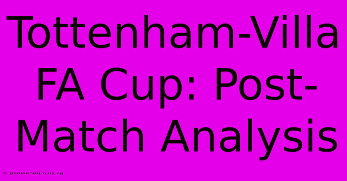 Tottenham-Villa FA Cup: Post-Match Analysis