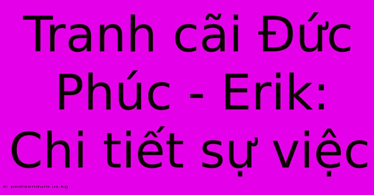 Tranh Cãi Đức Phúc - Erik: Chi Tiết Sự Việc