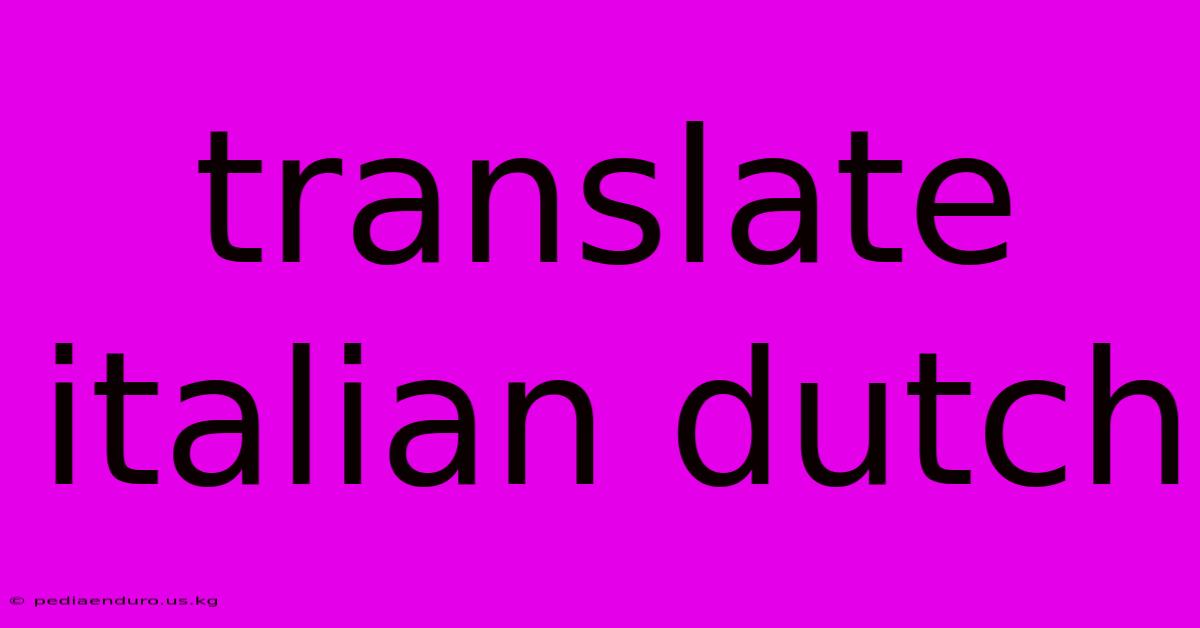 Translate Italian Dutch