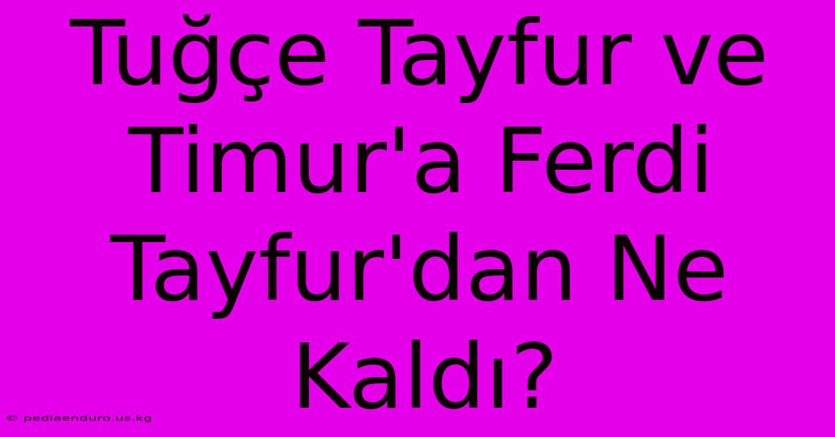 Tuğçe Tayfur Ve Timur'a Ferdi Tayfur'dan Ne Kaldı?