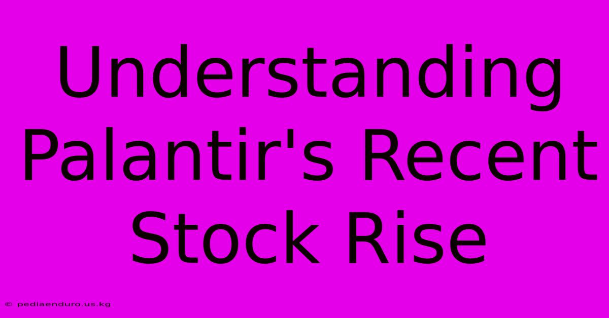 Understanding Palantir's Recent Stock Rise