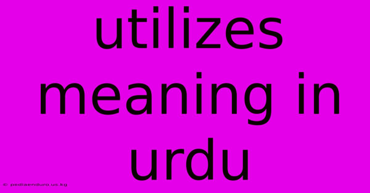 Utilizes Meaning In Urdu