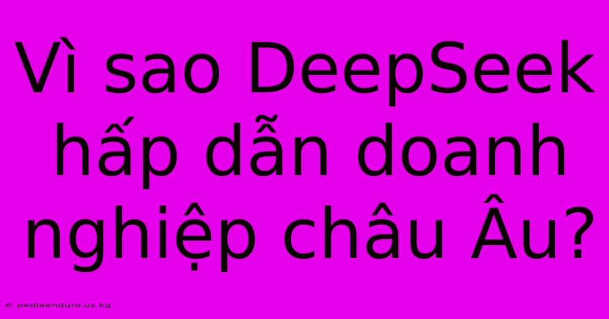 Vì Sao DeepSeek Hấp Dẫn Doanh Nghiệp Châu Âu?