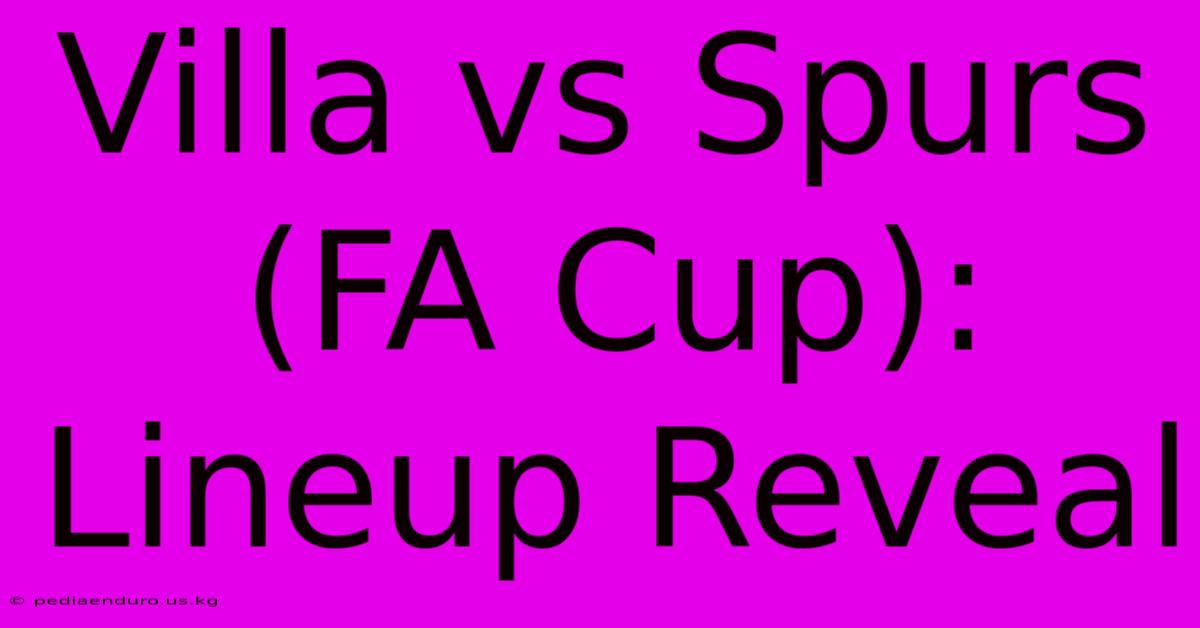 Villa Vs Spurs (FA Cup): Lineup Reveal