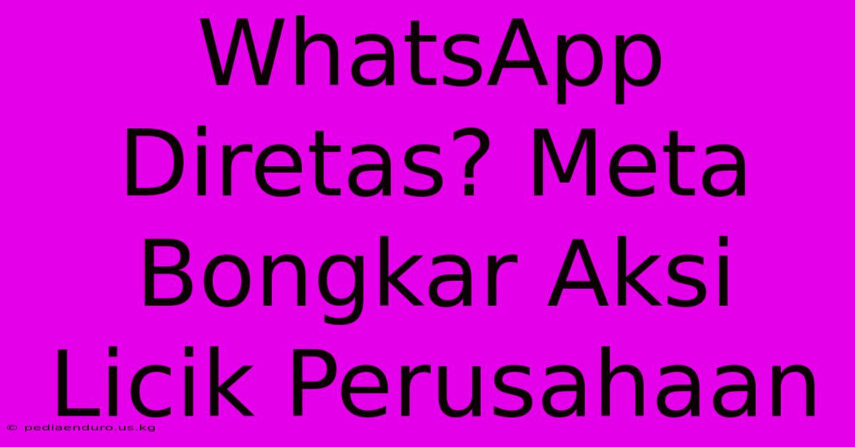 WhatsApp Diretas? Meta Bongkar Aksi Licik Perusahaan