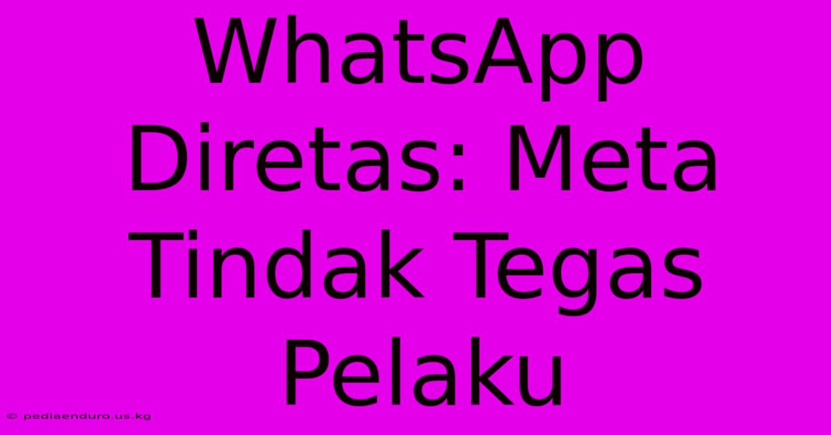 WhatsApp Diretas: Meta Tindak Tegas Pelaku