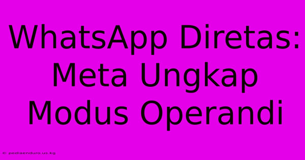 WhatsApp Diretas:  Meta Ungkap Modus Operandi