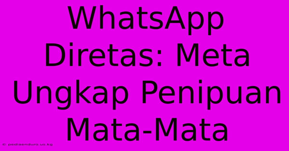 WhatsApp Diretas: Meta Ungkap Penipuan Mata-Mata