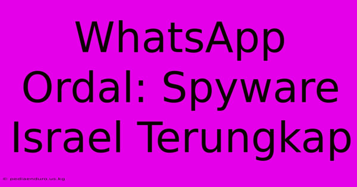 WhatsApp Ordal: Spyware Israel Terungkap