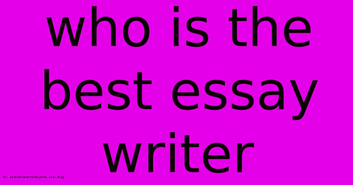 Who Is The Best Essay Writer