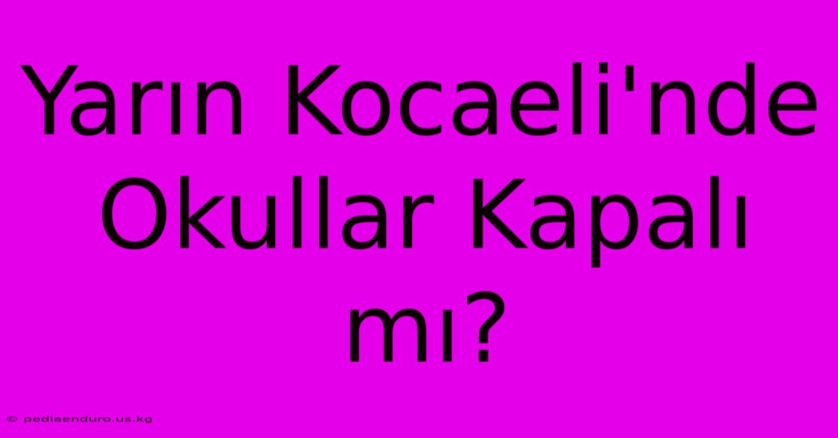 Yarın Kocaeli'nde Okullar Kapalı Mı?